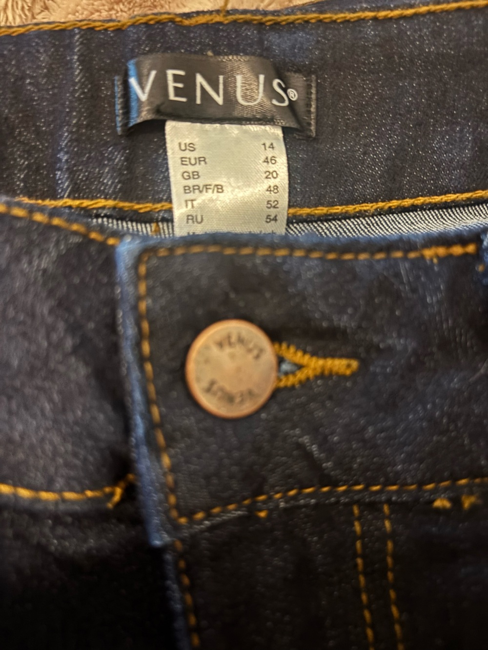 VENUS Dark Blue 70’s Western Boho Flare Bell Bottom 70’s Wide-Leg Jeans Size 14 - Picture 5 of 6